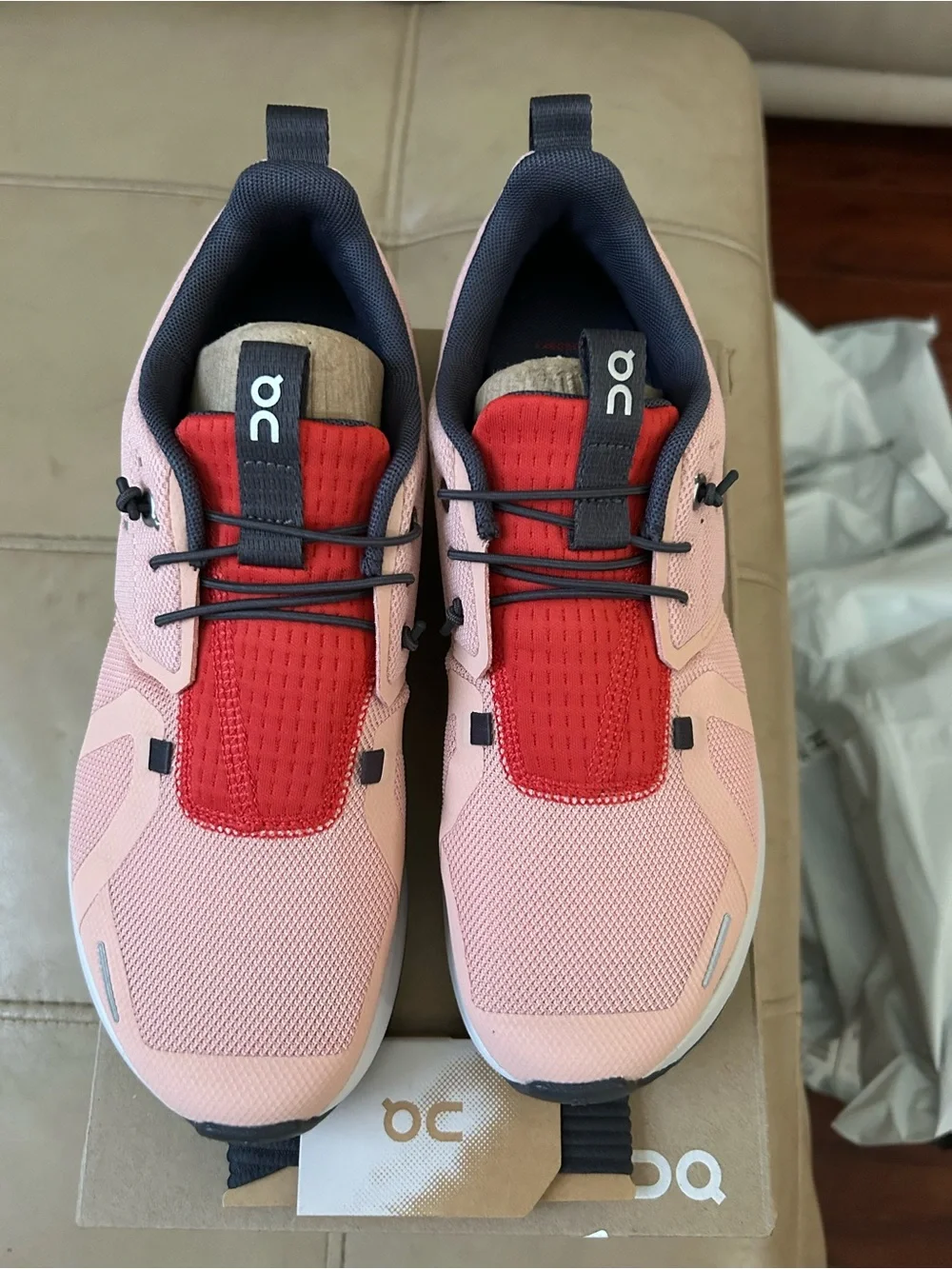 On Cloud Cloud Sky Pink and Red Women's Athletic Sneakers